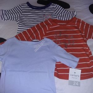 Lot three girls size 24 months shirts